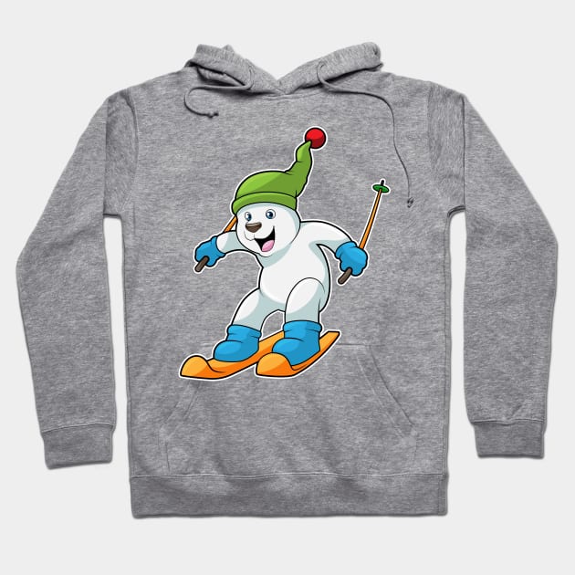 Polar bear as Skier with Ski & Bobble hat Hoodie by Markus Schnabel